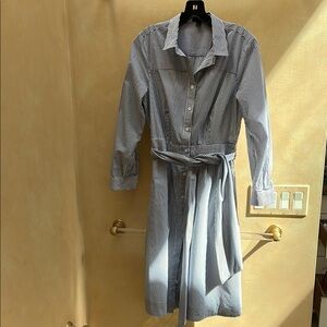 J Crew Striped Button-Up Dress with Belt
